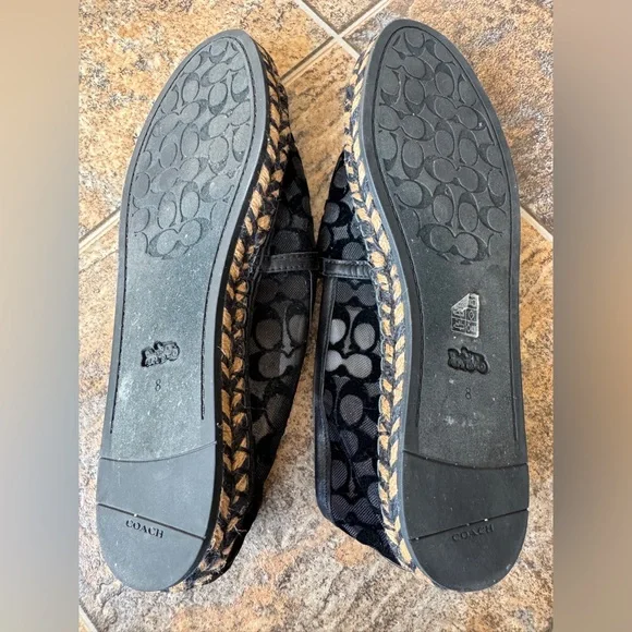 Coach Cleo Signature Canvas Mesh Slip On Espadrilles- Black/Tan, Women’s Size 8 - Picture 8 of 9